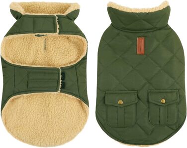 Зимовий теплий одяг для собак: куртка з флісу, підходить для чихуахуа та такс, з отвором для повідка, зелена, XS