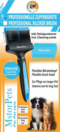 Професійна щітка для собак і котів з захисними нопочками - м'яко видаляє підшерсток, ковтуни та вузли - для догляду за довгошерстим хутром