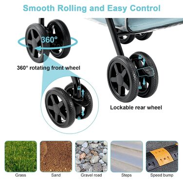 Візок для собак Joyfultails, складаний, для маленьких собак та котів до 20 кг (Блакитний)