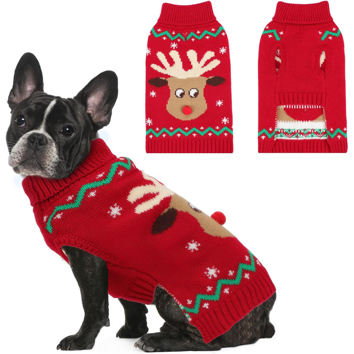 Костюм для собаки на Новий Рік: олень, сніговик, теплий комір. Підійде для собак середнього розміру (S, M)