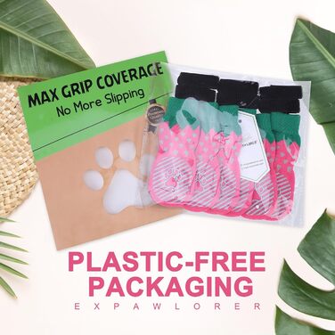 Шкарпетки для собак EXPAWLORER проти ковзання, захист лап, 6 шт. (Medium), полуниця