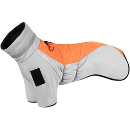 Зимовий теплий одяг для собак: куртка-комбінезон з флісовою підкладкою, вітронепроникний, з D-кільцем, для маленьких, середніх та великих собак, сіро-помаранчевий, 5XL