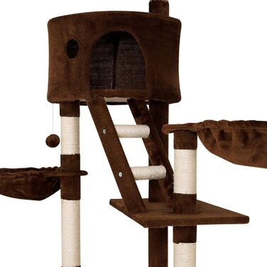 Драбина для котів Lionto XXL з сизалю та плюшу, 230-250 см. Комплектація: іграшкові м'ячики, дзвіночки, гамак, тунель, печера. Підходить для котів будь-якого розміру, колір: коричневий