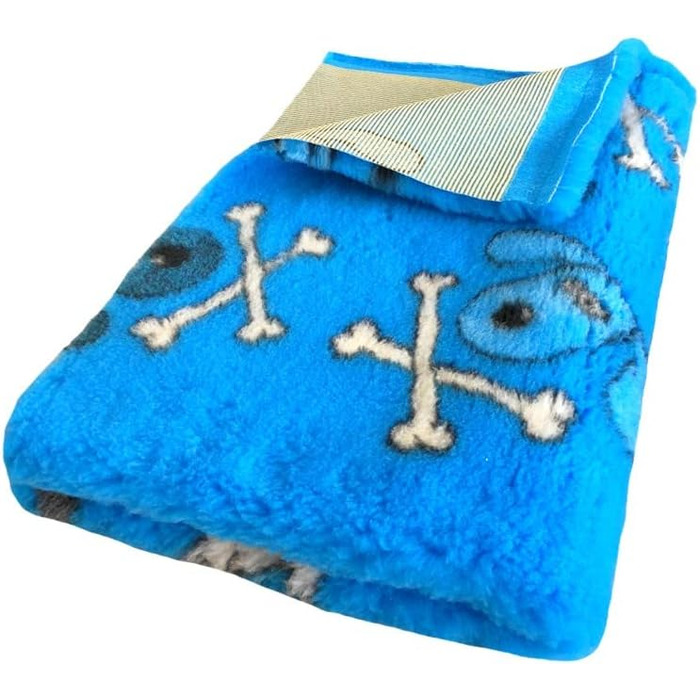 Килимок для собак Elropet Premium 30mm, антиковзаюча підстилка для собак S/M/L, Vet Bed, для маленьких та великих собак, синій кісточковий принт (80x50 см)