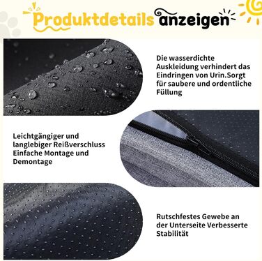 Ортопедичне ліжко для собак маленьких порід 75x60x19,8 см, з високощільним губчастим наповнювачем, для здорових суглобів, знімний водонепроникний чохол, зручне та неслизьке, світло-сірий колір