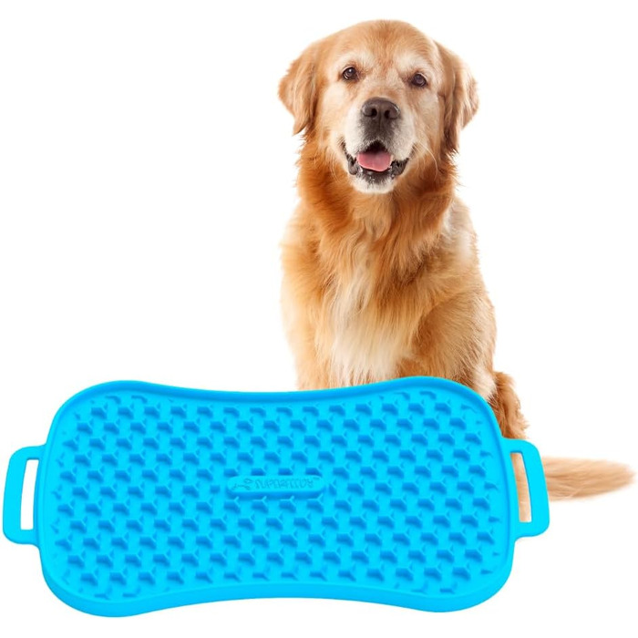Килимок для собак Marley Reversible Lick Mat: силікон, повільне годування, антиковзаюча поверхня, блакитний колір