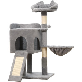 Дряпка для котів, котячий комплекс з сизалю, зручна лежанка та платформа, чорний колір