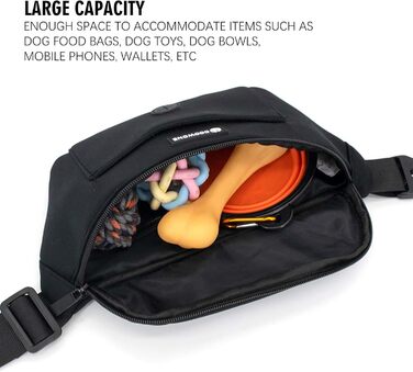 Сумка для собак, кишенька для ласощів з тримачем для відходів, регульований поясний ремінь, сумка на животі для жінок, чоловіків, проста у використанні для дресирування цуценят, подарунок для любителів собак, чорна