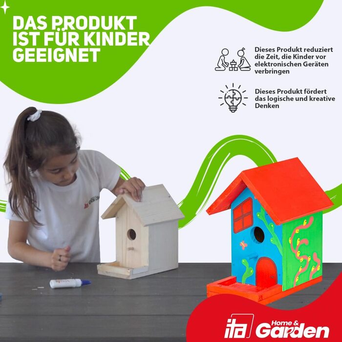 DIY годівничка для птахів: набір для збирання та розмальовки. Комплект включає молоток, цвяхи, фарби та інструкцію. Ідеально для дітей. Бренд Skylark