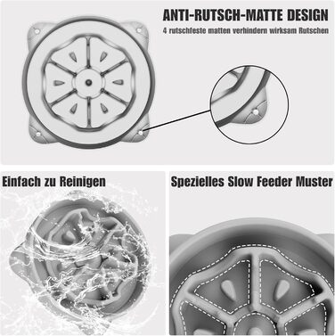 Антишлінковий напувалка для собак великих порід, 27.1 см, сірий колір. Напувалка для собак середніх та великих порід.