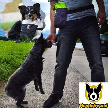 Сумка для корму для собак велика, 4-в-1 для тренувань | З бавовняним ремінцем, кліпсою та петлями | 4 відділення для ласощів (19x14x7 см)