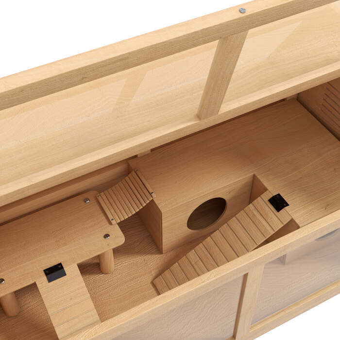 Клітка для сирійських та карликових хом'яків з платформою, підвісним містком та будиночком, 85x45x44 см