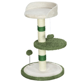PawHut Cat Tree Маленьке 64 см Котяче дерево з лежачою поверхнею та ігровим м'ячем для маленьких кішок Сизаль зеленого кольору