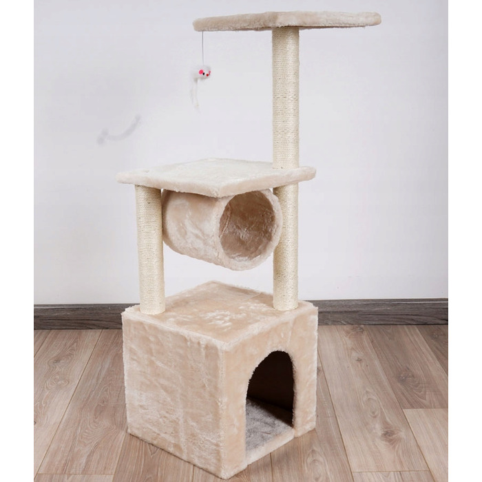 Когтеточка для котів Omna, бежева, сизаль, 61-100 см, 5 рівнів