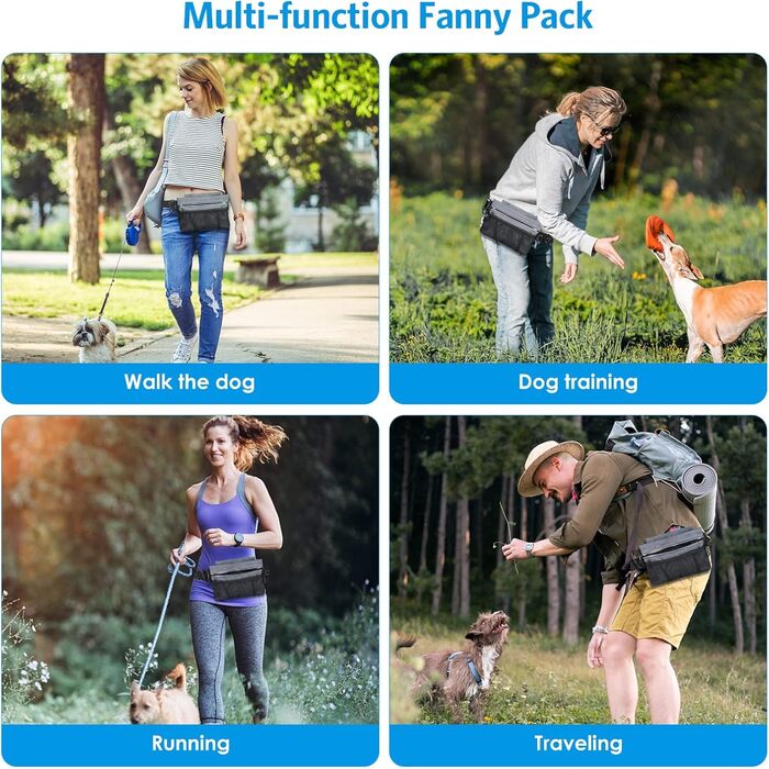 Футляр для ласощів для собак Brifit з магнітною застібкою, практичний мішок для корму для собак, тренування та прогулянки, багатофункціональний мішок для ласощів для собак з винімною внутрішньою кишеню | Диспенсер для відходів сірого кольору