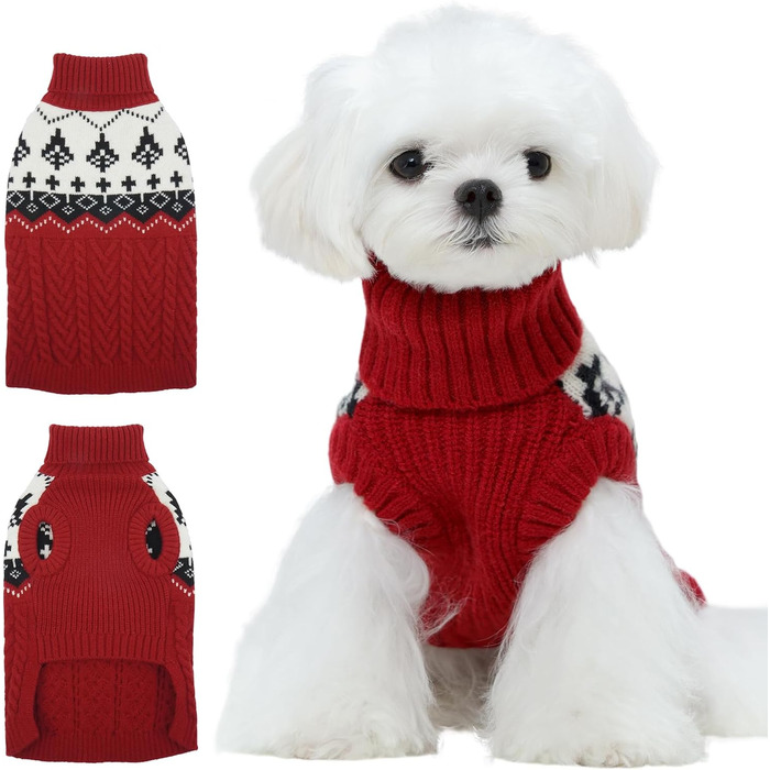 Теплий зимовий пуловер для собак Kuoer, червоний (XS)