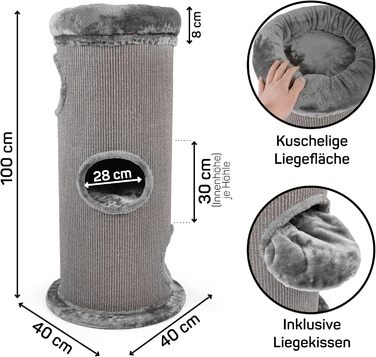 Котячий будиночок та когтеточка Olivia - антрацит, 40x40x100 см