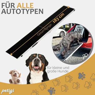 Рампа для собак у автомобіль, алюміній, Petigi, 70/90/150 кг, сумісна з SUV, антиковзка