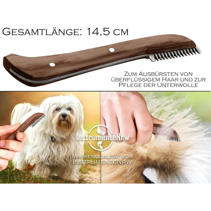 Набір для грумінгу собак 4 в 1: машинка для стрижки, щітка для підшерстя, триммінгові гребені, видалення ковтунів. З нержавіючої сталі з дерев'яною ручкою