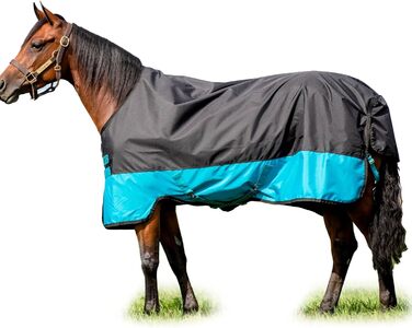 Водонепроникна кінська попона Horseware Mio Turnout Lite, чорна з бірюзовим, HW 20