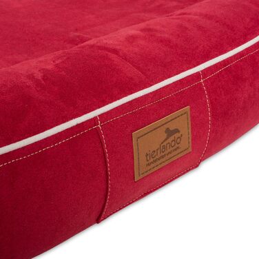 Ортопедичне ліжко для собак Tierlando® Marlon Nonplusultra з пінополіуретановою матрацом Visco Plus, м'який велюровий чохол, розмір 170x110 см, темно-червоний