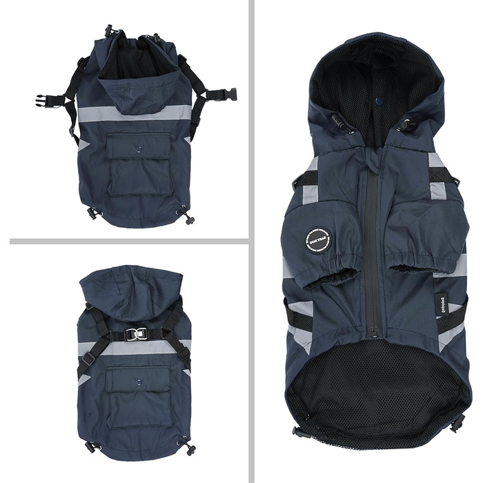 Водонепроникний дощовик для собак, куртка для собак малих та середніх порід, дощовик з кільцем для повідка - Стиль A, темно-синій, розмір S Стиль A темно-синій S