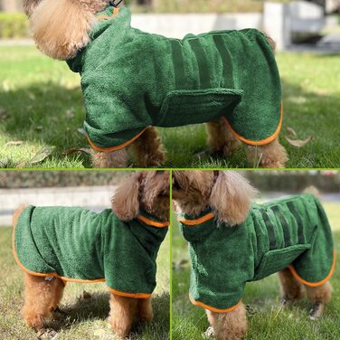 Рушник для собак, халат з мікрофібри, швидковисихаючий, надзвичайно поглинаючий, регульований комір, поясний ремінь, XXX-Large, зелений