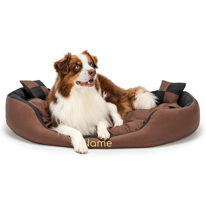 Крісло-ліжко для собак та котів Lionto 4-в-1 з поворотним подушкою, 85x70 см, міцний оксфорд, водонепроникне, з глибоким входом, з декоративною подушкою (чорний/коричневий)