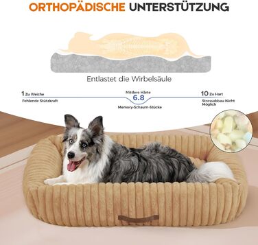 М'який ортопедичний лежак для собак середнього розміру, лежанка-софа з підголовником, знімна та миюча підстилка, з ручками, для домашніх тварин (Warmsand, 76*61*20 см) M-P Warmsand