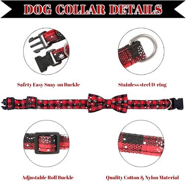 Нашийник для собак та котів на Новий рік з бантиком, регульований, прикрашений сніжинкою, розмір S