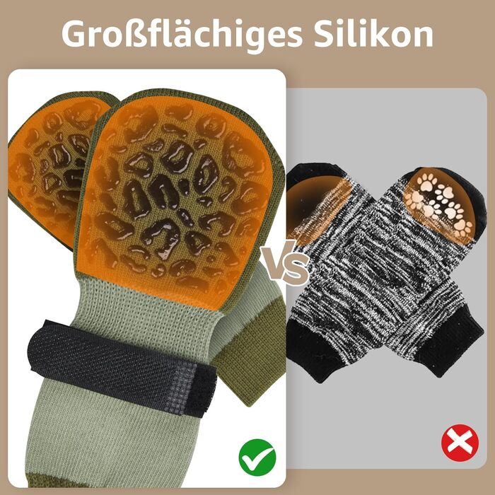 Шкарпетки для собак PICK FOR IFE антиковзаючі, 2 пари, двосторонні, з регульованими ремінцями, для дому (L, зелений)