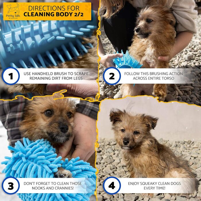 Очисник лап для собак PeppyPup, маленький з ручкою – мийка лап для собак, мікрофібровий рукавичка для сушіння, для собак малих порід (Бігль, Тер'єр)