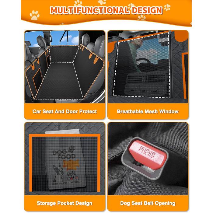 Подовжувач для собачого автокрісла, чохол на сидіння для собак з жорстким дном, собача гамак, захисний килимок для заднього сидіння авто, сумісний з F150, RAM1500, Silverado, GMC, Tundra