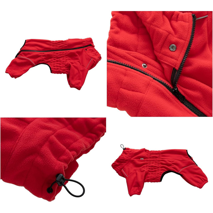 Вітростійка куртка для собак, фліс, зимовий теплий одяг, червона, розмір M