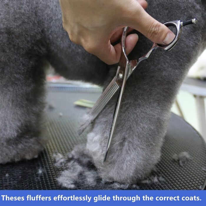 Ножиці для грумінгу собак Hashimoto Gerade Flufferschere, 42 зубці, 50% розрідження, 17.8 см, легкі, для швидкого видалення об'єму та природного вигляду Fluffer 7.0 inch