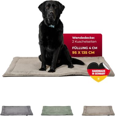 Килимок для собак HS-Hundebett® з підкладкою Cord, XS – Практичний та зручний – Зручна лежанка для собак – М'яка та затишна – Зелений, Made in DE, 95x135 см