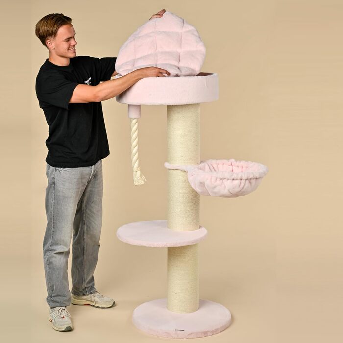 Драбина для котів RHRQuality Maine Coon De Luxe – 150 см – з товстими сизалевими стовпами (20 см) – рожева
