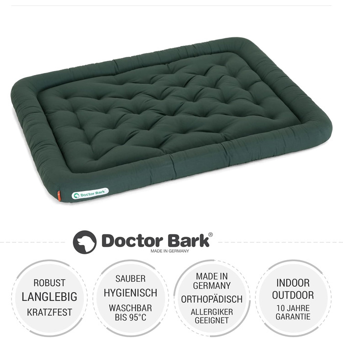 Ортопедичне ліжко для собак Doctor Bark, XL (100x85 см), зелене, 95°C, гігієнічне, міцне та зручне