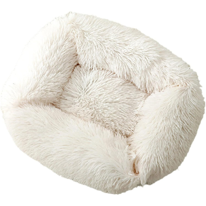Крісло-ліжко для собак велике, миюче, м'яке, плюшеве, тепле, зручне, для домашніх тварин, прямокутне, м'яке, глибокий сон, для малих, середніх, великих собак (L, 80 x 70 x 18 см, кремовий)
