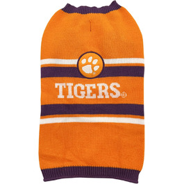 Теплий в'язаний светр для собак NCAA Clemson Tigers, розмір S, з логотипом команди, для великих і малих собак