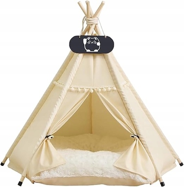 Будиночок-тіпі для собак та котів: затишний намет для сну з двосторонньою подушкою