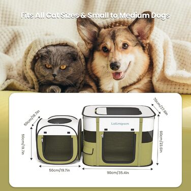 Переносний вольєр для котів та собак, водовідштовхувальний, міцний, для дому та вулиці, Pop-up, з сумкою, для подорожей та кемпінгу