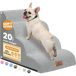 Сходинки для собак 4-х ступеневі для ліжка, 50.8 см, вигнута сходинка для літніх/поранених собак, котів, крісла або дивана, преміум-піна, антиковзаюча рамка для собак