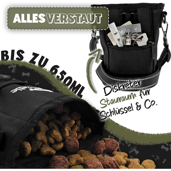 Сумка-поїльник для собак SnackKeeper 650 мл з відділенням для відходів та магнітним закриттям, чорна