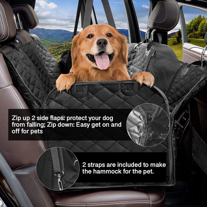 Захисний чохол на сидіння автомобіля для собак, 5 шарів, лежанка для собак, водовідштовхувальний, стійкий до подряпин, нековзний, універсальний з боковими клапанами та блискавкою, для авто, SUV, вантажівок