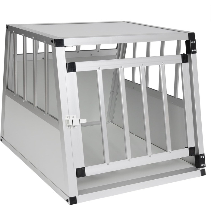 Транспортна переноска для собак та котів EUGAD, алюмінієва, 54x69x51 см, з замком безпеки, легка та стабільна, срібна