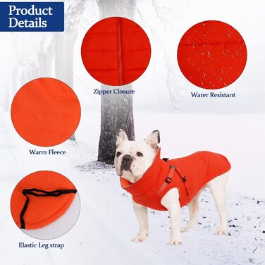 Зимова куртка для собак, жилет, водонепроникна, світловідбиваюча, з флісовою підкладкою, костюм для маленьких собак на вулицю з персоналізованою нашивкою, помаранчевий колір, XL (довжина спини 44 см), XL (персоналізований)