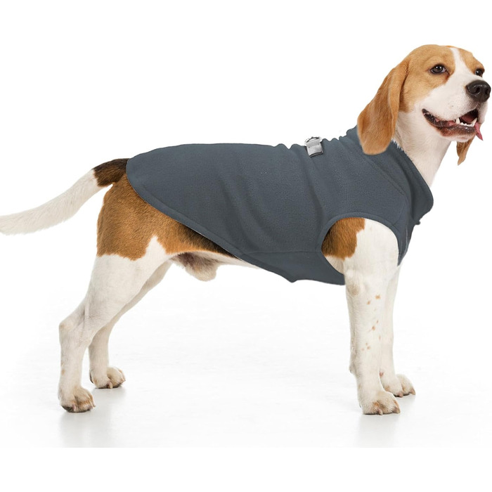 Теплий жилет для собак BEAUTYZOO з капюшоном та кільцем для повідка – теплий одяг для малих та середніх собак, сірий XL (обхват грудей: 55.8 см)