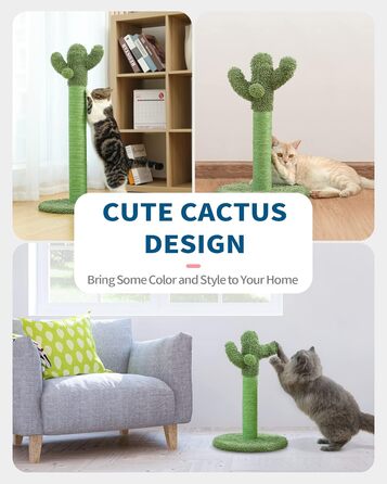 Дряпка для котів Made4Pets Кактус 55,1 см, з натурального сизалю, для кошенят, з іграшками, для дому