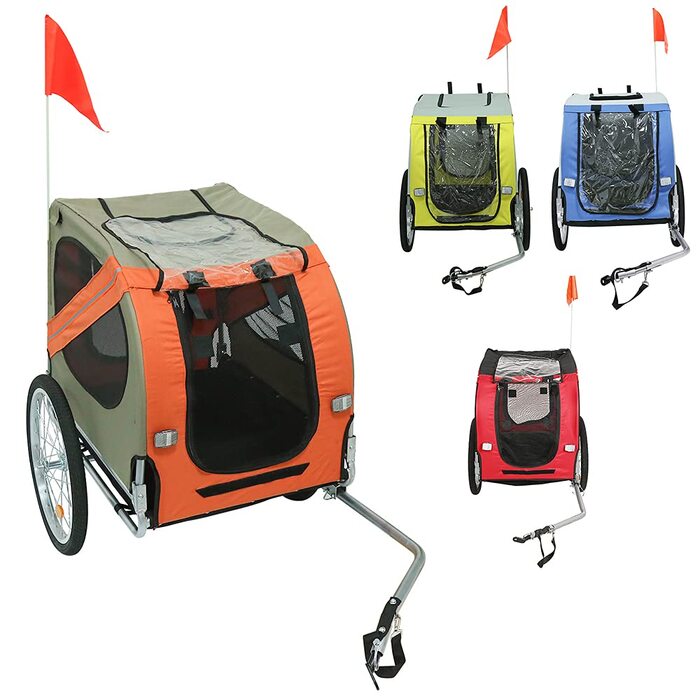 2-в-1 Причіп для дітей та домашніх тварин, велосипедний причіп, функція бігу, для собак середніх розмірів, вантажопідйомність до 40 кг, помаранчевий